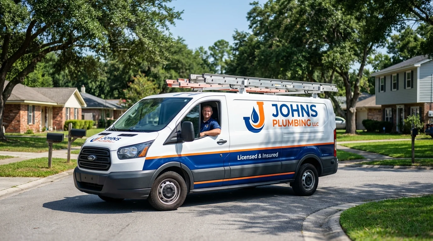 Johns Plumbing LLC service van in Hot Springs National Park, AR