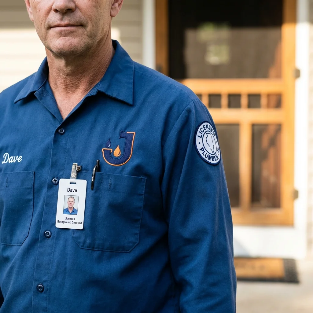 Licensed plumber showing ID badge in Hot Springs National Park, AR