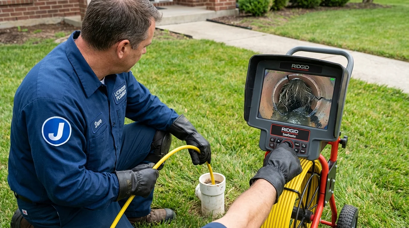 Sewer camera inspection being performed by Johns Plumbing LLC in Hot Springs National Park